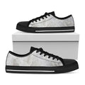 Silver Grey Marble Print Black Low Top Sneakers