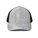 Silver Grey Marble Print Black Mesh Trucker Cap
