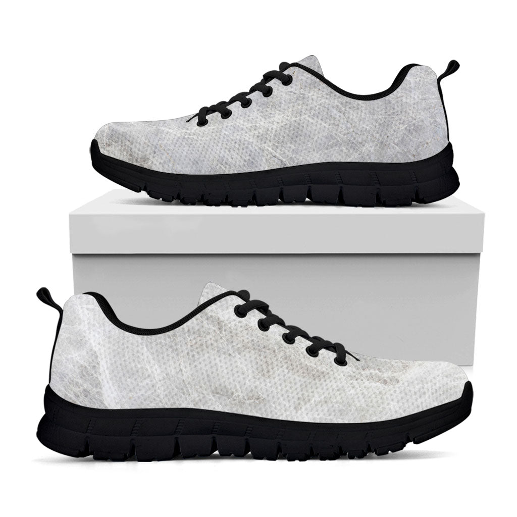 Silver Grey Marble Print Black Running Shoes