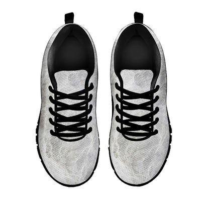 Silver Grey Marble Print Black Running Shoes