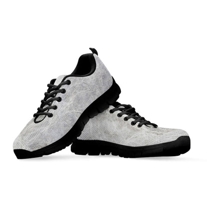 Silver Grey Marble Print Black Running Shoes