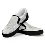 Silver Grey Marble Print Black Slip On Sneakers