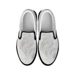 Silver Grey Marble Print Black Slip On Sneakers