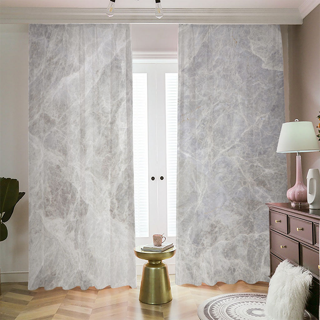 Silver Grey Marble Print Blackout Pencil Pleat Curtains