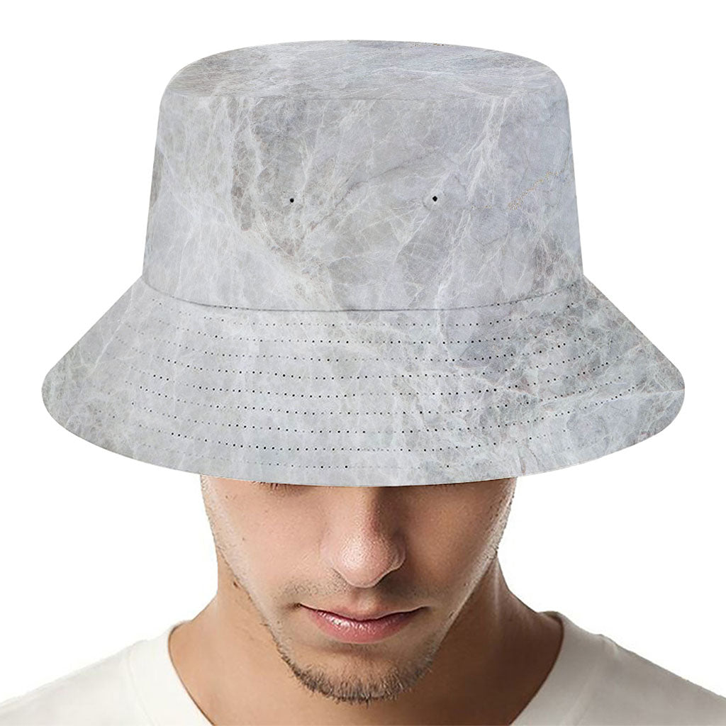 Silver Grey Marble Print Bucket Hat