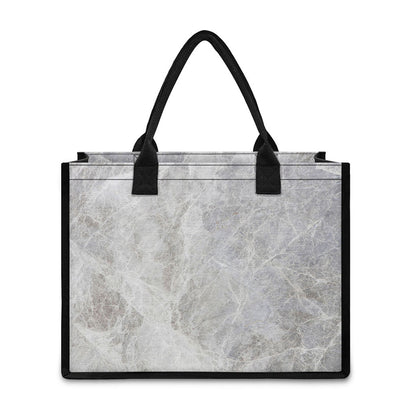 Silver Grey Marble Print Canvas Tote Bag