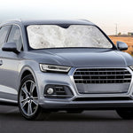 Silver Grey Marble Print Car Windshield Sun Shade