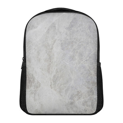 Silver Grey Marble Print Casual Backpack