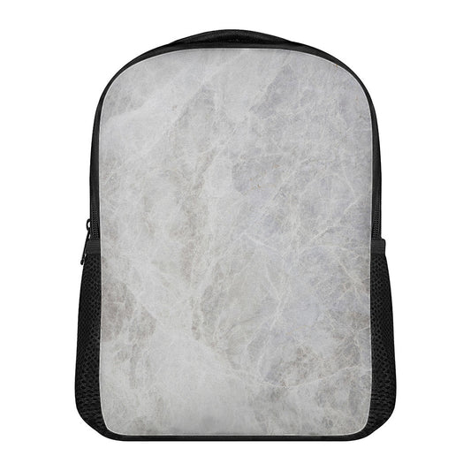 Silver Grey Marble Print Casual Backpack
