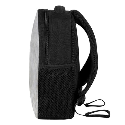 Silver Grey Marble Print Casual Backpack