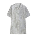 Silver Grey Marble Print Cotton Hawaiian Shirt