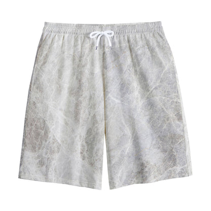 Silver Grey Marble Print Cotton Shorts