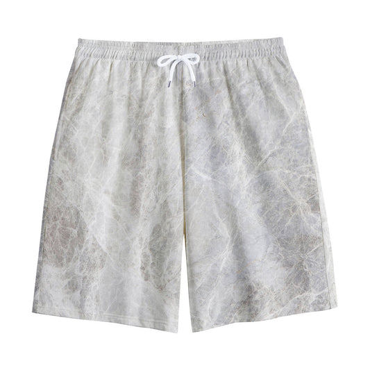 Silver Grey Marble Print Cotton Shorts