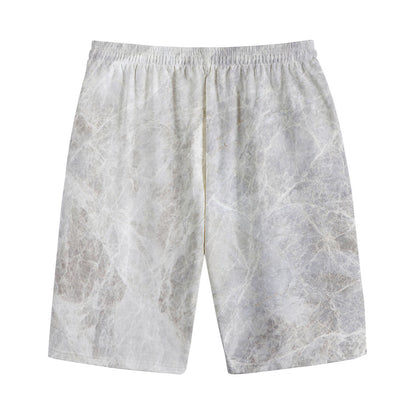 Silver Grey Marble Print Cotton Shorts