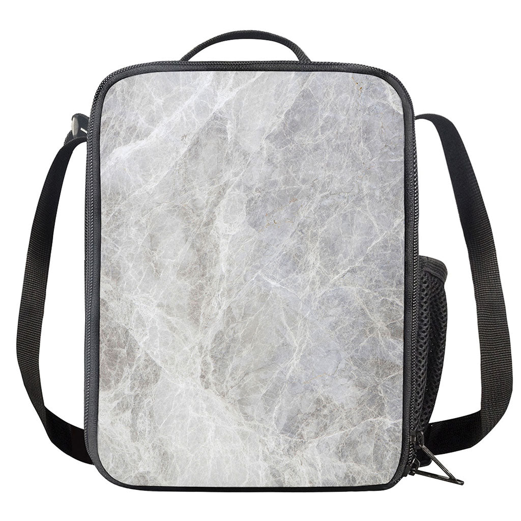 Silver Grey Marble Print Crossbody Lunch Bag