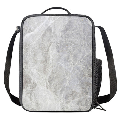 Silver Grey Marble Print Crossbody Lunch Bag
