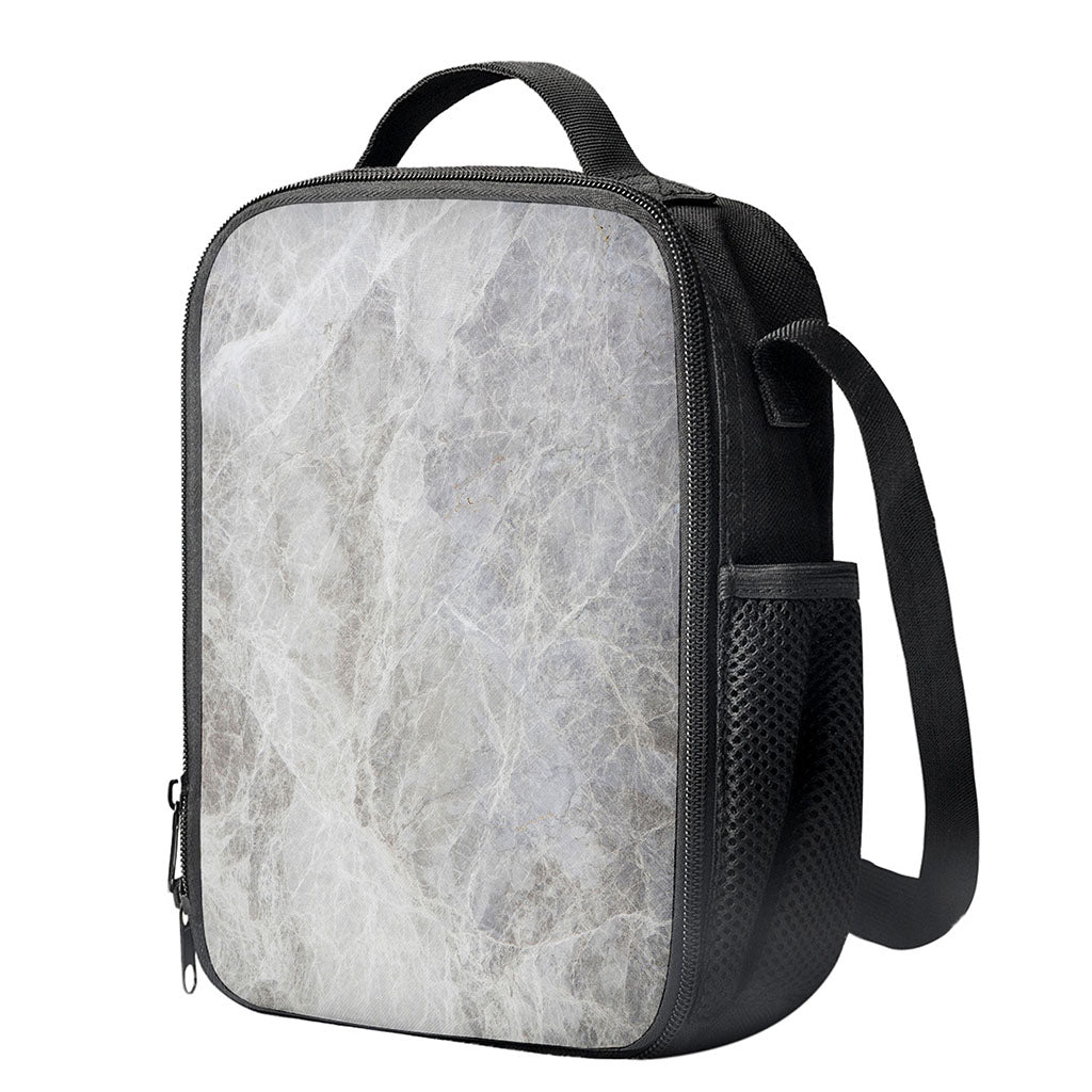Silver Grey Marble Print Crossbody Lunch Bag