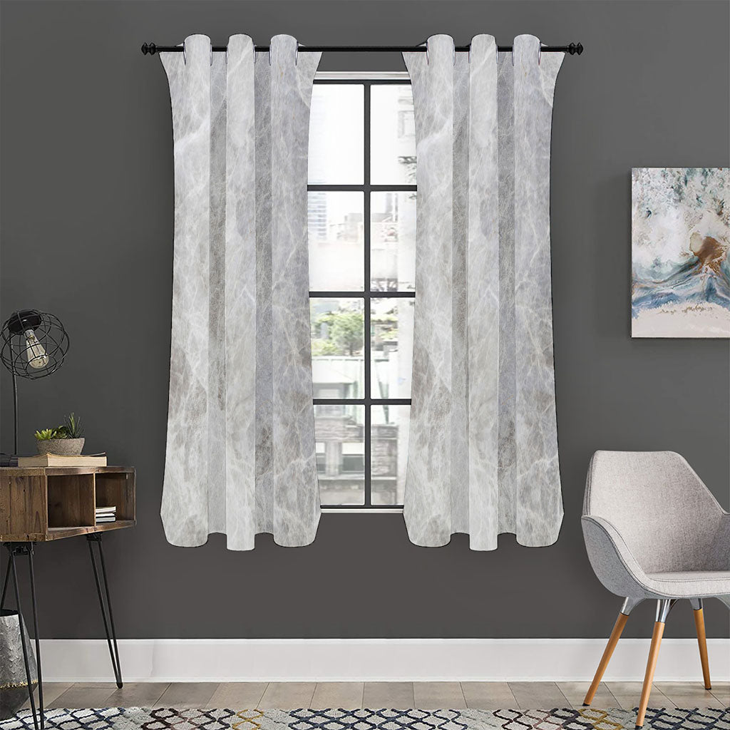 Silver Grey Marble Print Curtain