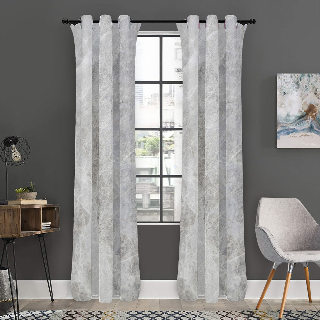 Silver Grey Marble Print Curtain