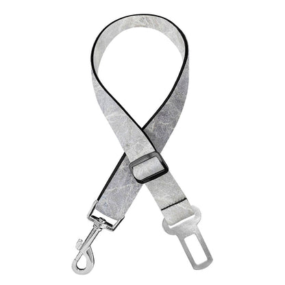 Silver Grey Marble Print Dog Seat Belt