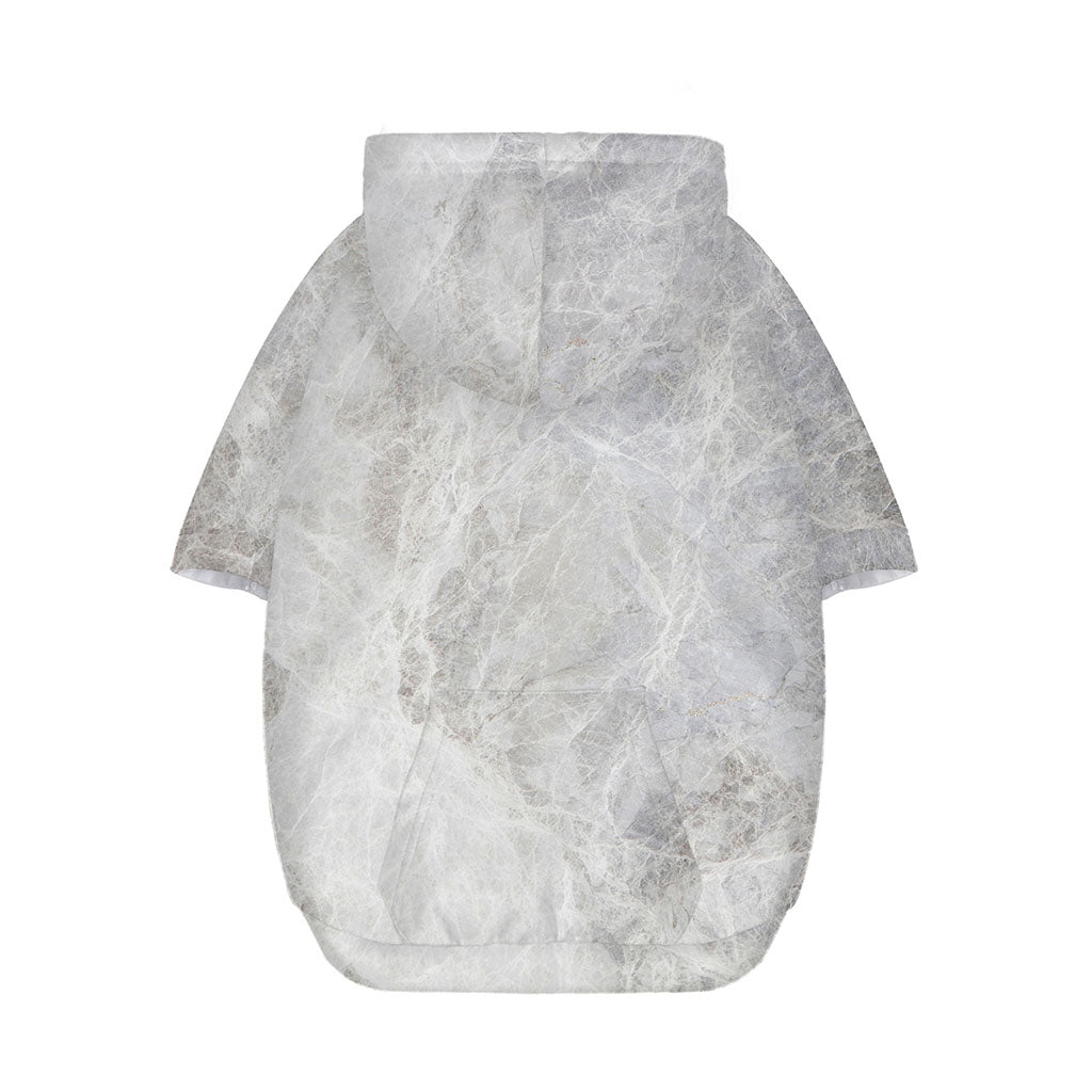 Silver Grey Marble Print Dog Zip Up Hoodie