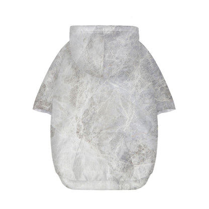 Silver Grey Marble Print Dog Zip Up Hoodie