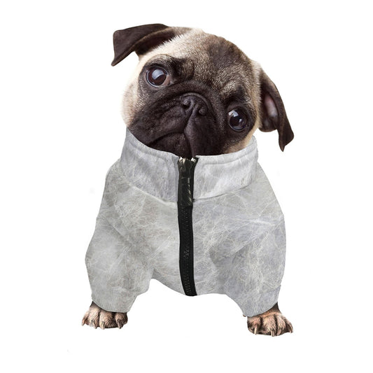 Silver Grey Marble Print Dog Zip Up Jacket