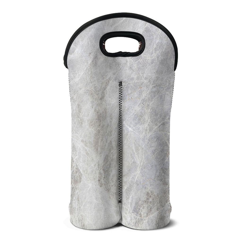Silver Grey Marble Print Double Neoprene Wine Tote