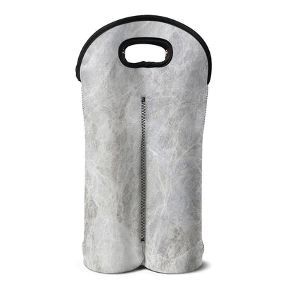 Silver Grey Marble Print Double Neoprene Wine Tote