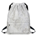 Silver Grey Marble Print Drawstring Backpack