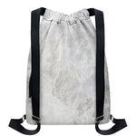Silver Grey Marble Print Drawstring Backpack