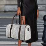 Silver Grey Marble Print Duffle Bag