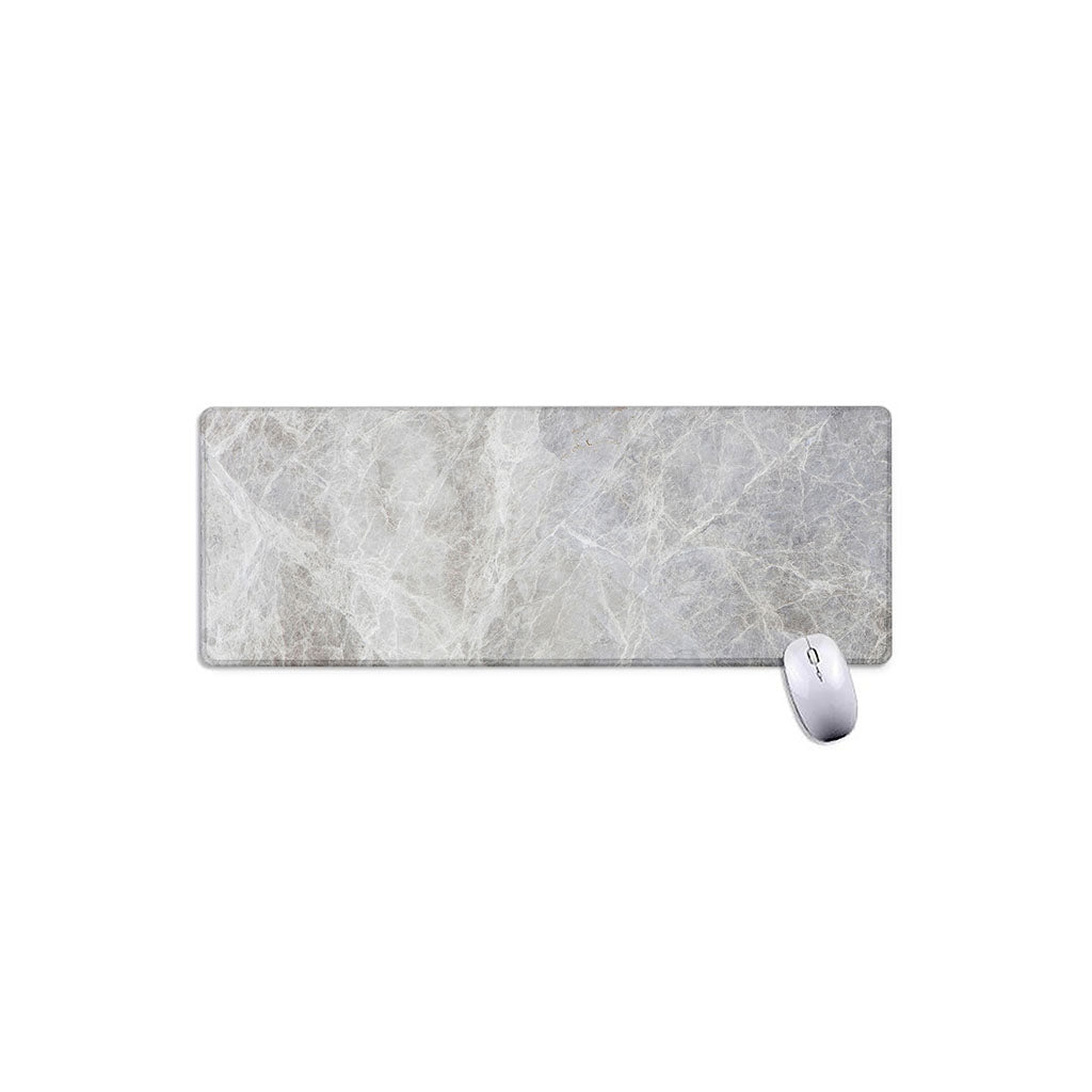 Silver Grey Marble Print Extended Mouse Pad