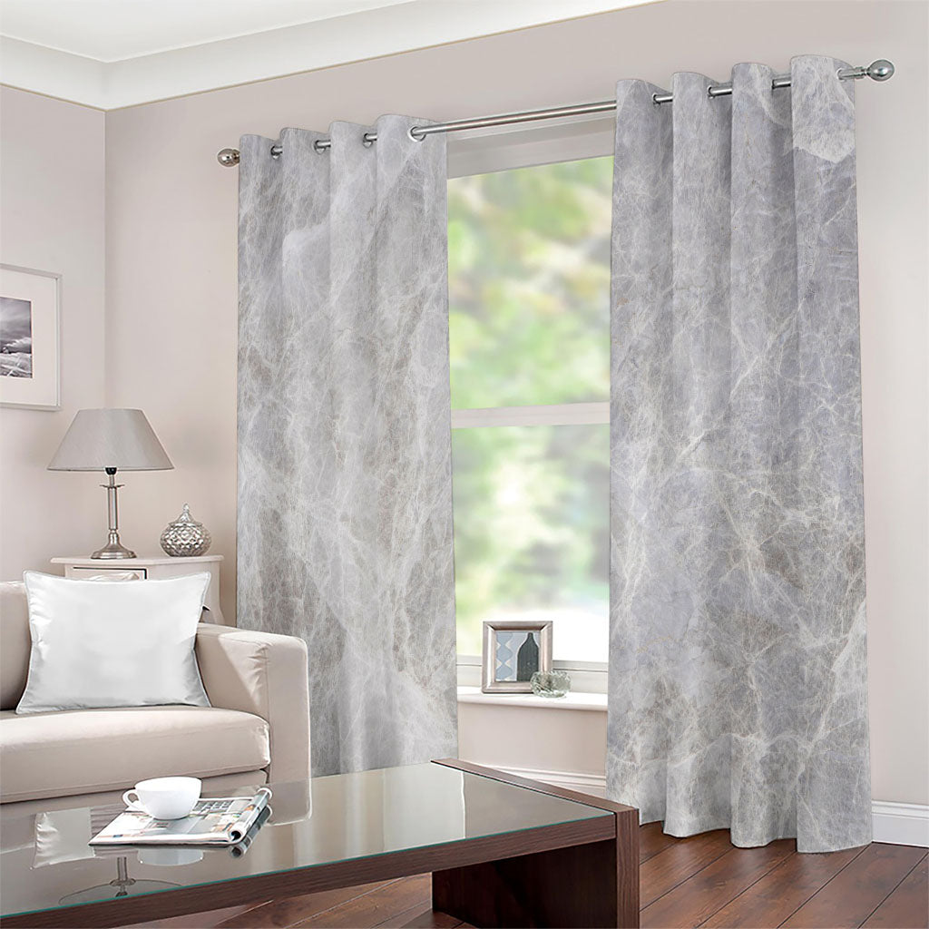Silver Grey Marble Print Extra Wide Grommet Curtains