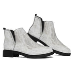 Silver Grey Marble Print Flat Ankle Boots