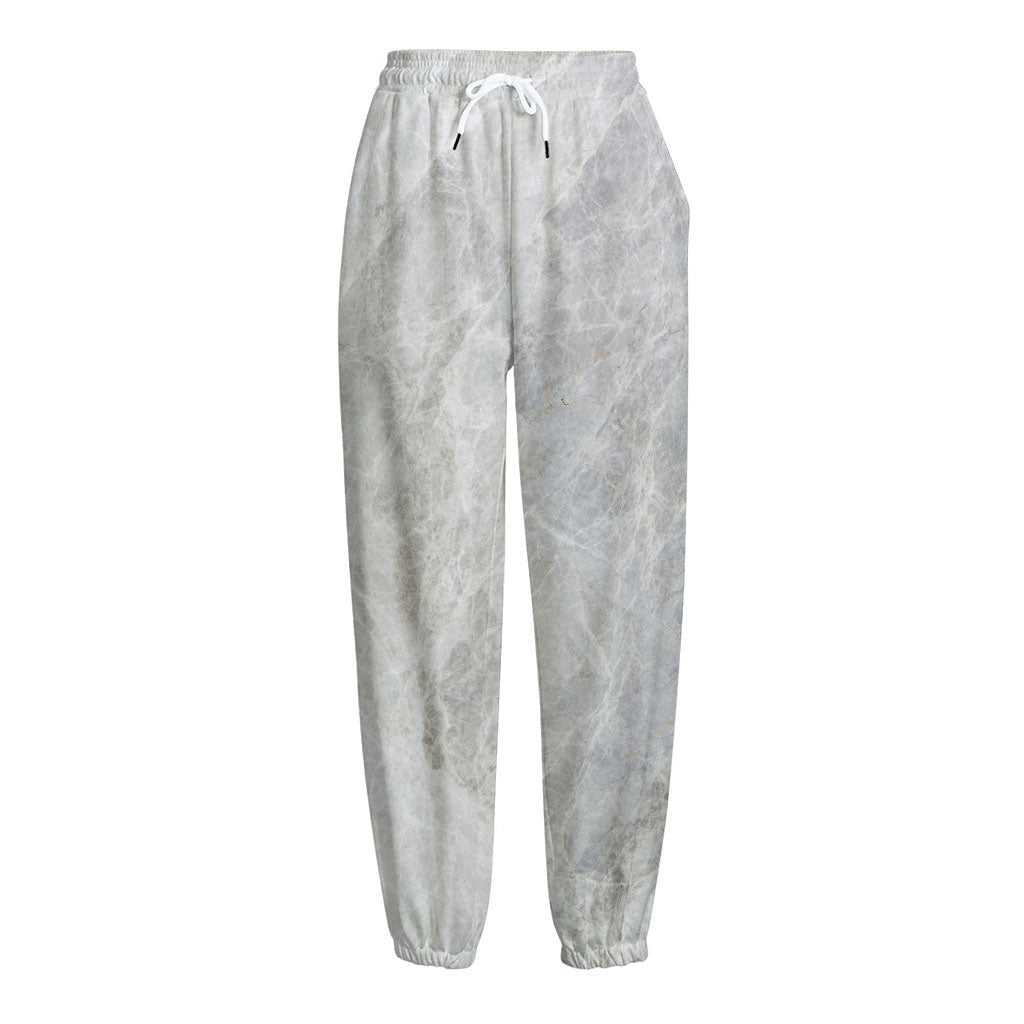 Silver Grey Marble Print Fleece Lined Knit Pants