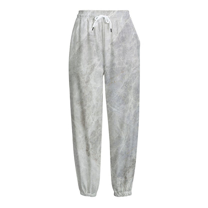 Silver Grey Marble Print Fleece Lined Knit Pants