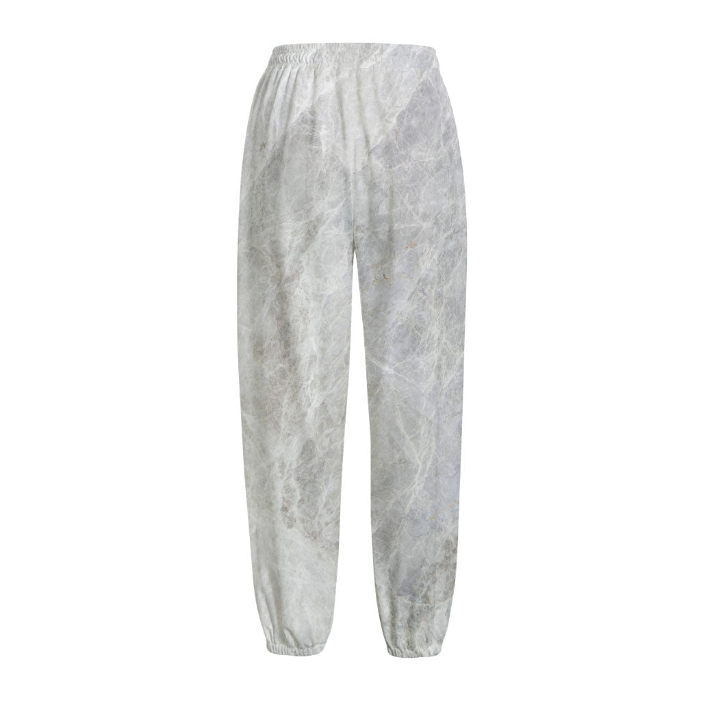 Silver Grey Marble Print Fleece Lined Knit Pants