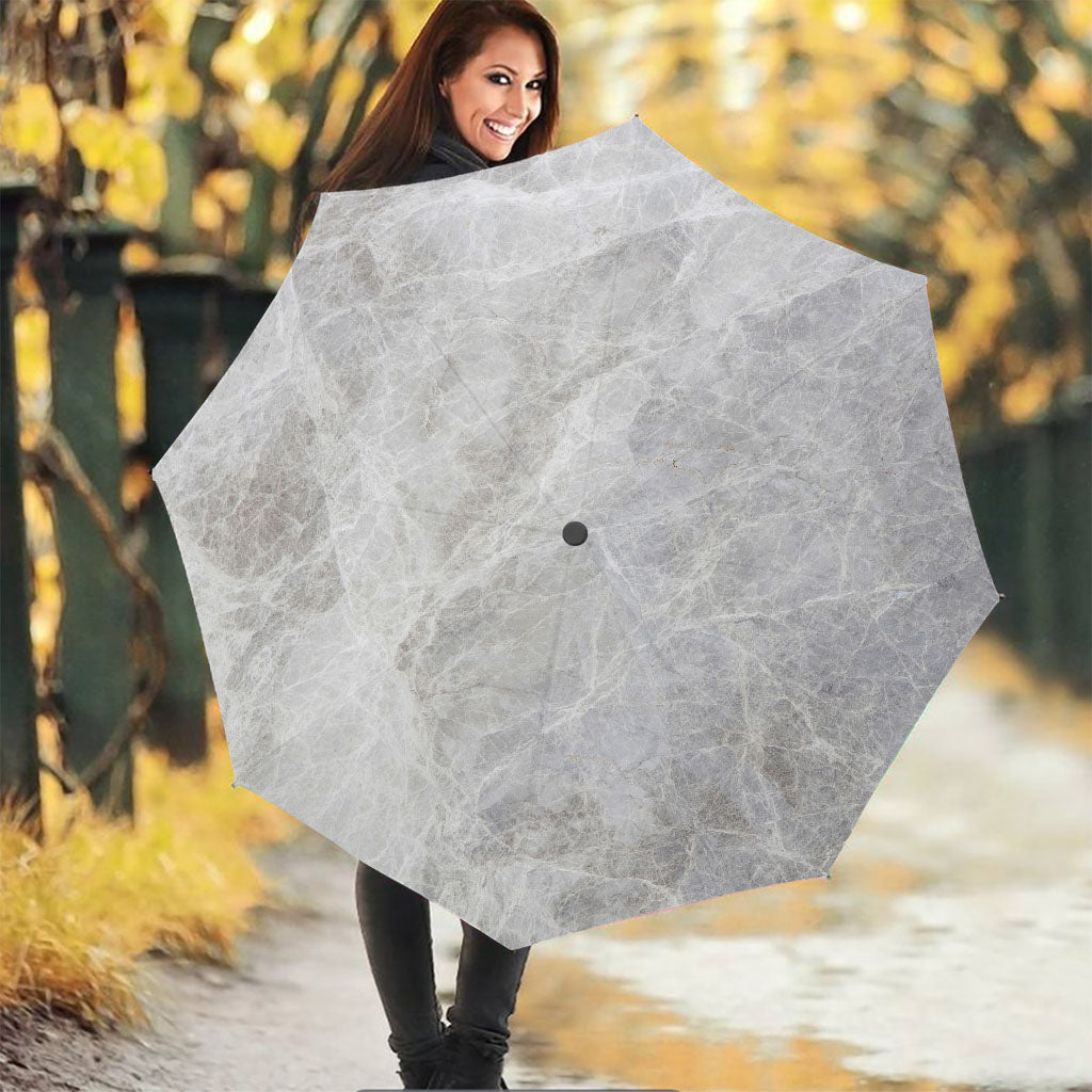 Silver Grey Marble Print Foldable Umbrella