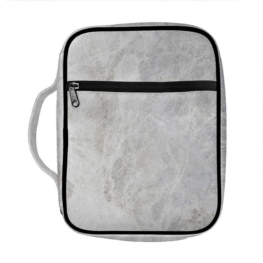 Silver Grey Marble Print Front Pocket Bible Bag