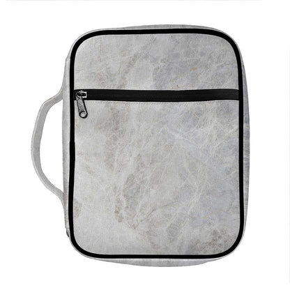 Silver Grey Marble Print Front Pocket Bible Bag