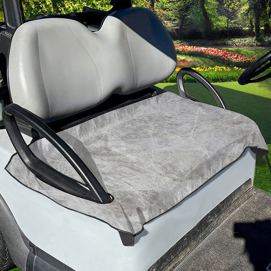 Silver Grey Marble Print Golf Cart Seat Cover