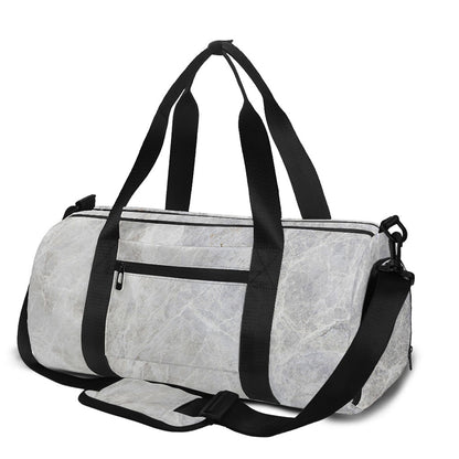 Silver Grey Marble Print Gym Bag