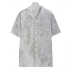 Silver Grey Marble Print Hawaiian Shirt