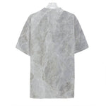 Silver Grey Marble Print Hawaiian Shirt