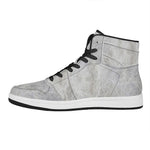 Silver Grey Marble Print High Top Leather Sneakers