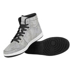 Silver Grey Marble Print High Top Leather Sneakers