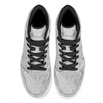 Silver Grey Marble Print High Top Leather Sneakers