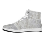 Silver Grey Marble Print High Top Leather Sneakers