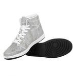 Silver Grey Marble Print High Top Leather Sneakers